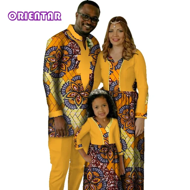 African Family Matching Clothes Father Mother Daughter Outfit Dashiki Dress  African Print Men Suit Women Girl