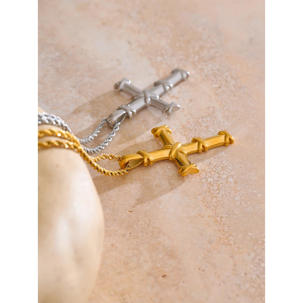 Yhpup Stainless Steel Cross Classic Necklace