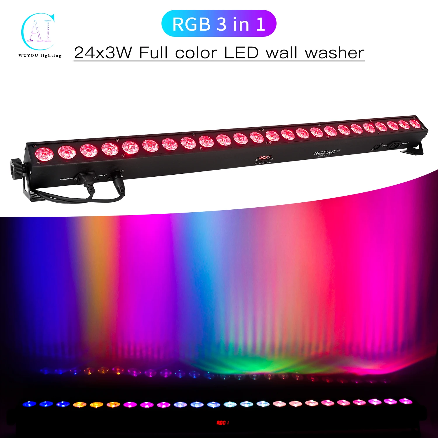 24X3W Rgb 3 In 1 Led Wall Washer Indoor Color Wall Light Stage Strip Light Dmx Control Dj Disco Bar Evening Event Show Lighting