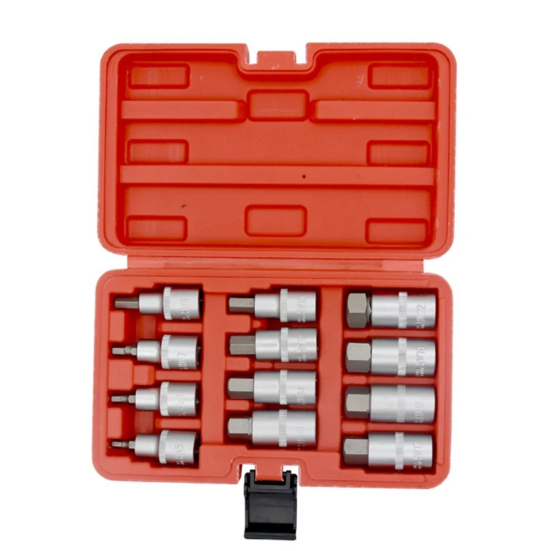 

12Pcs 1/2 Inch Drive Impact Hex Bit Socket Set H5 H6 H7 H8 H10 H12 H14 H16 H17 H18 H19 H22 Hex Key Sockets Set Hand