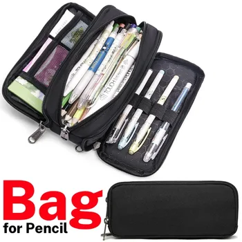 Astuccio per matite, grande spazio, custodia a 2 scomparti, doppio lato aperto, per studenti, cancelleria, penna, organizer da scrivania, materiale scolastico