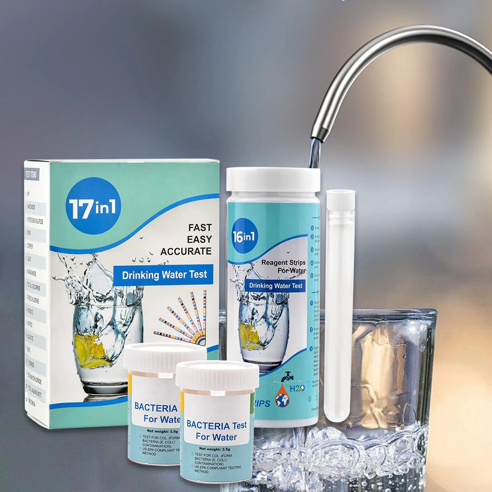 Water Testing Set PH Water Quality Test Well and Drinking Test Set for Freshwater Fish Tank Pond SPA Aquarium