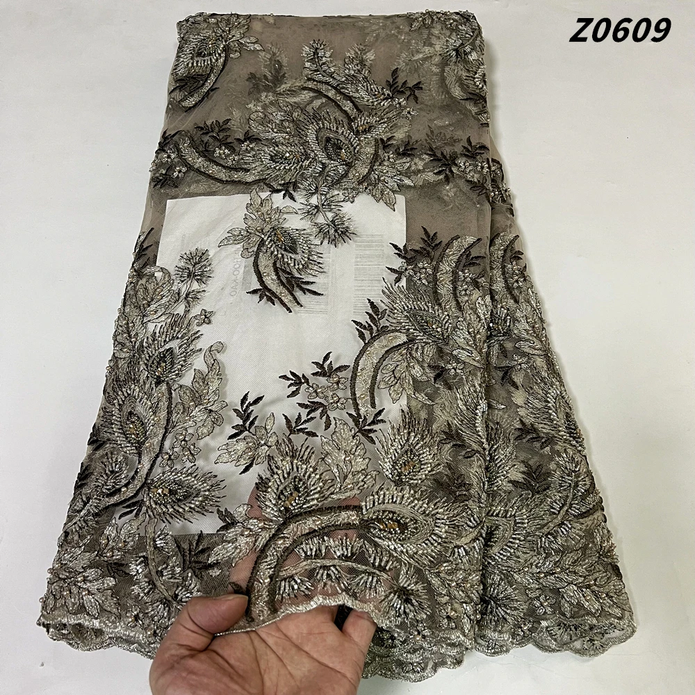 

French Jacquard Brocade Lace Fabric, Gild Embroidery, Nigerian Lace Fabric for Wedding, Latest, Z0609