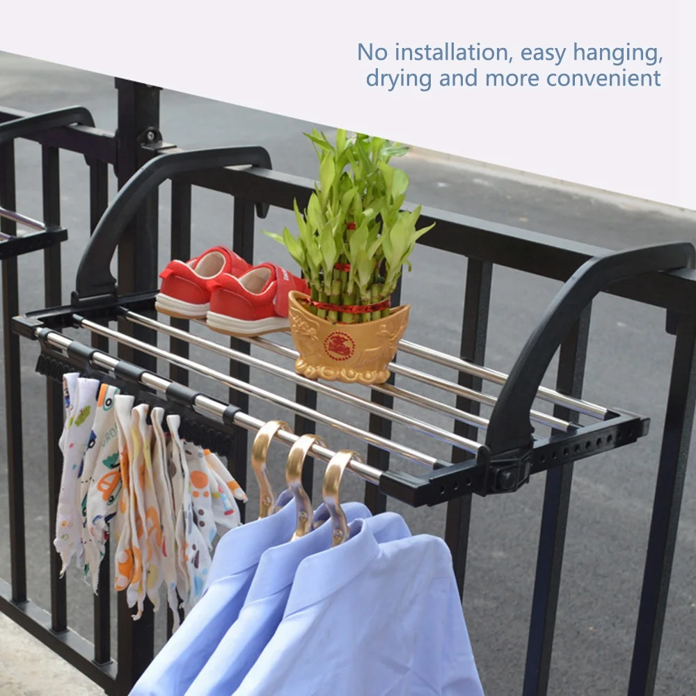 Balcony Drying Shoe Rack Folding Window Diaper Drying Rack Laundry Clothes Dryer, Indoor Towel Storage 40cm