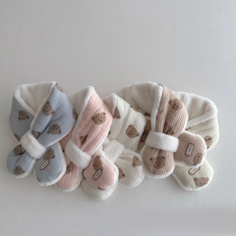 Cartoon Bear Winter Warm Baby Scarf Cotton Plush Boys Girls Shawl Fashion Korean Style Children Windproof Outdoor Neckerchief