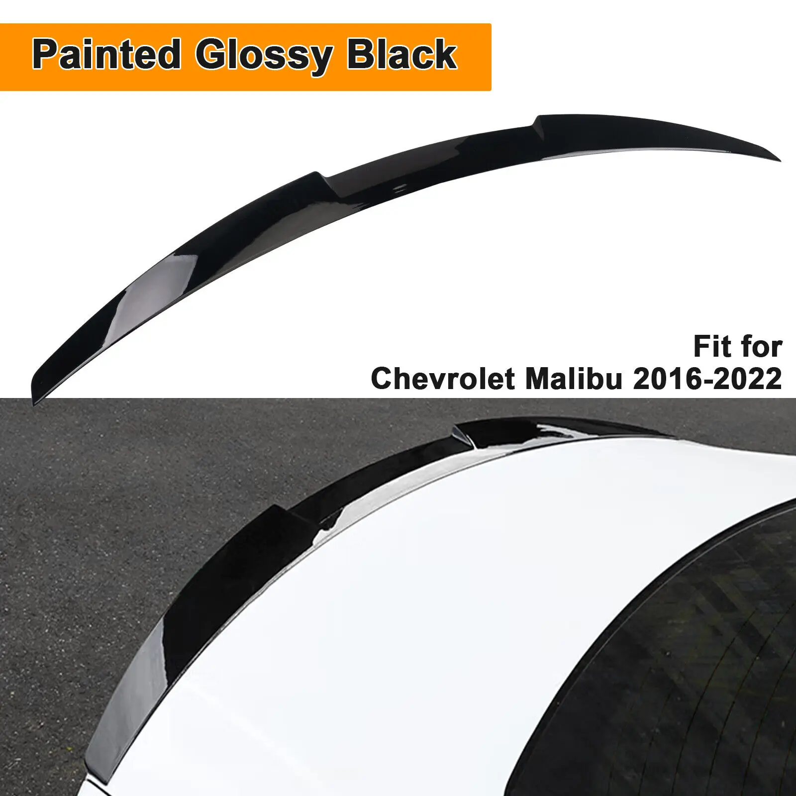 

For 2016-2022 Chevrolet Malibu SedanRear Trunk Lid Spoiler Wing ABS Car Tailgate Flap Trim Decklid Lip Body Accessories