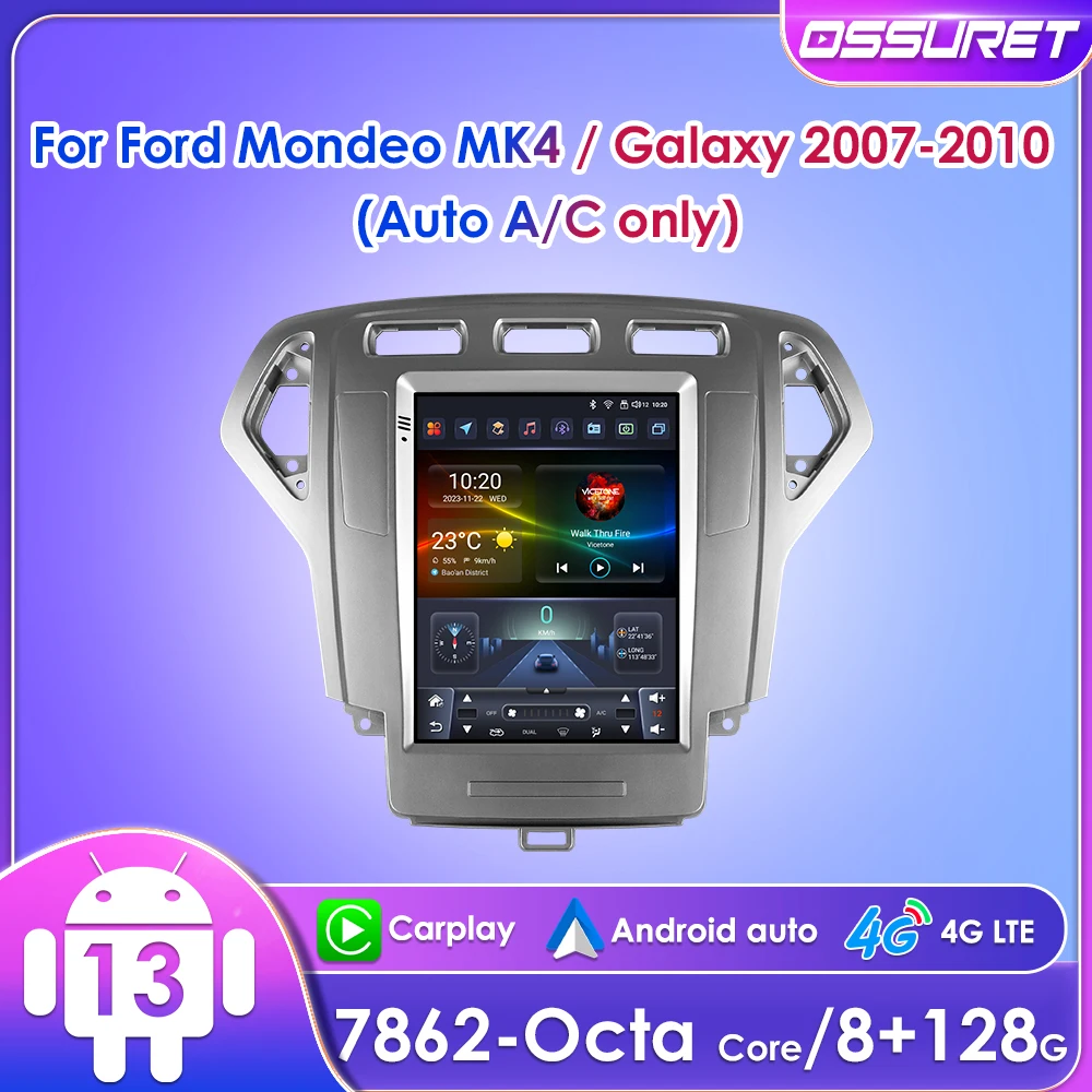 

Ossuret 9.7inch Android13 Car Radio For Ford Mondeo MK4 Galaxy 2007 - 2010 Auto AC CarPlay DSP RDS GPS Navi UI7862 Multimedia