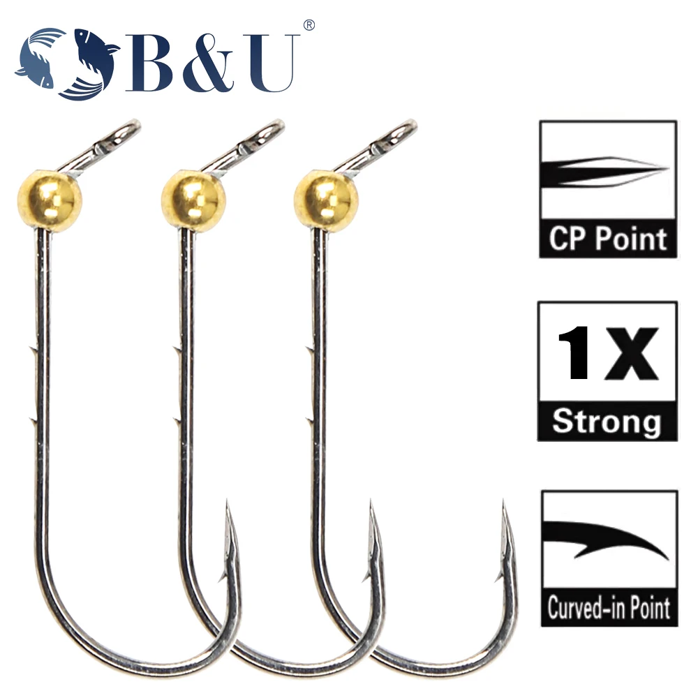 BU10pcsMiniMicroJigHeadHookRockfishExposedHeadHookBarbed