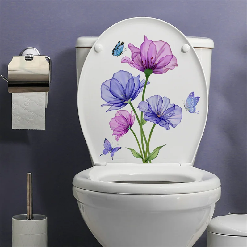 M6 Plant Flowers Dragonfly Butterfly Wall Sticker Bathroom Toilet Living Room Cabinet Refrigerator Home Decoration Decals