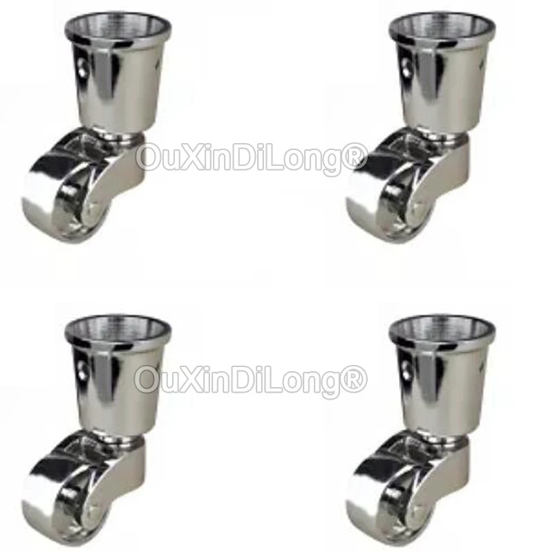 

NEW 4PCS 1'' Brass Casters Universal Furniture Rollers Table Chair Sofa Couch Feet Castors 360° Smoothly Moving Wheels Chromed