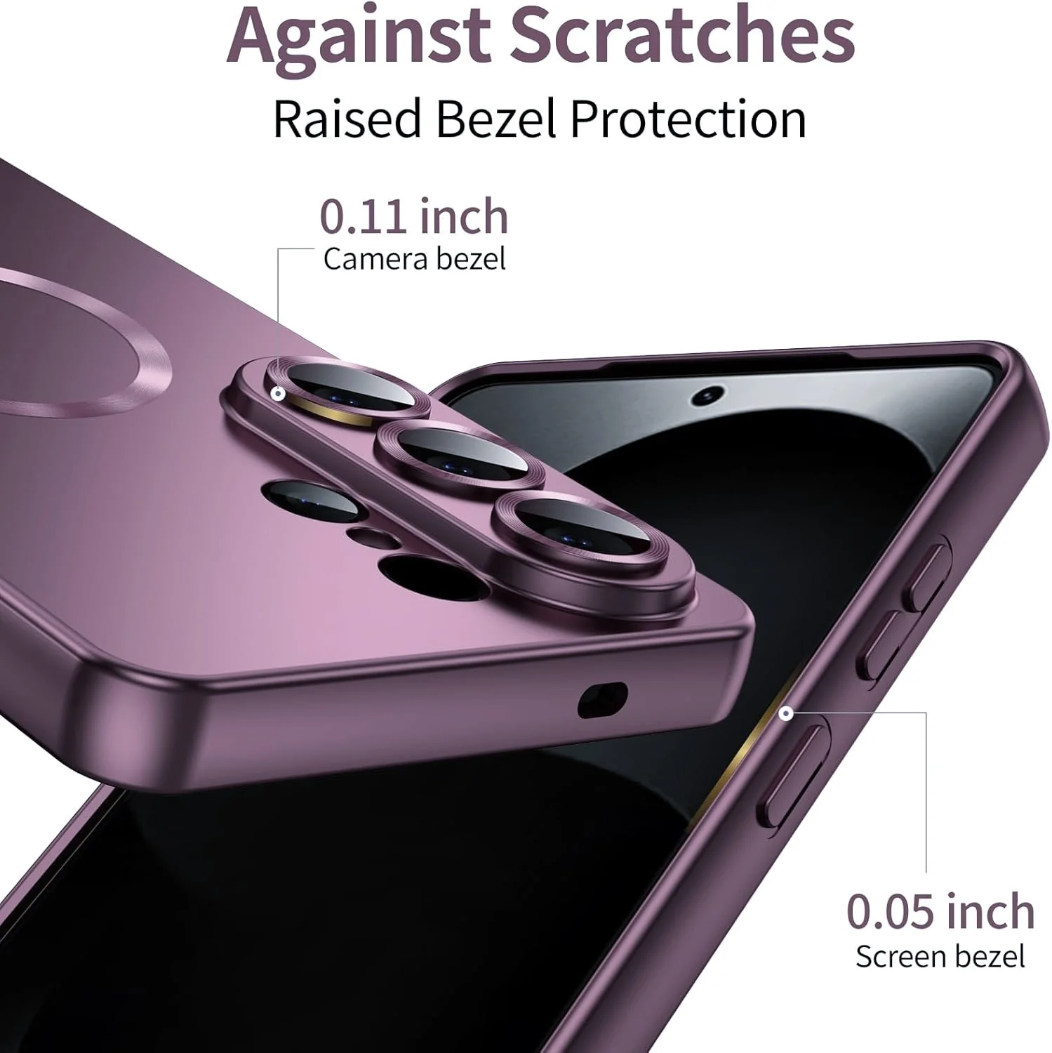 Magnetic Metallic Glossy Luxury Shockproof Slim Phone Case with Screen & Camera Protector