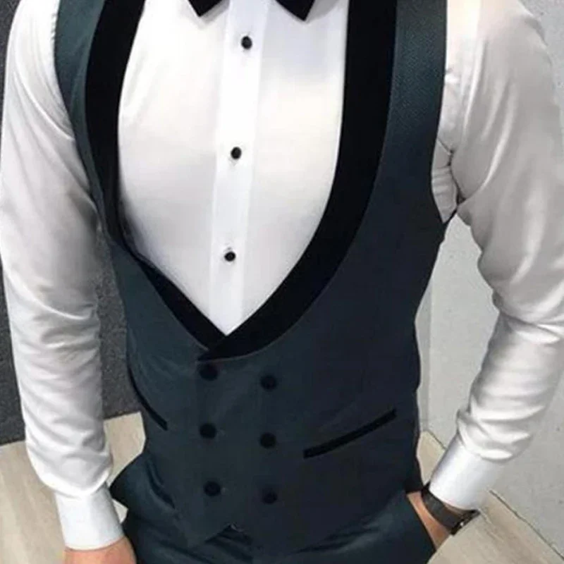 Double Breasted Men Vest for Groomsmen Single One Piece Casual Male Waistcoat Custom Gentleman Fashion Coat 2
