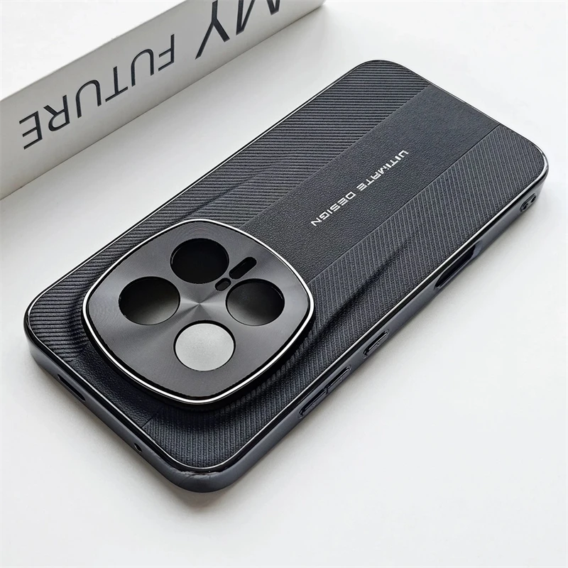 For Honor Magic 8: Luxury Electroplated Leather Camera Protection Case with Shockproof Bumper
