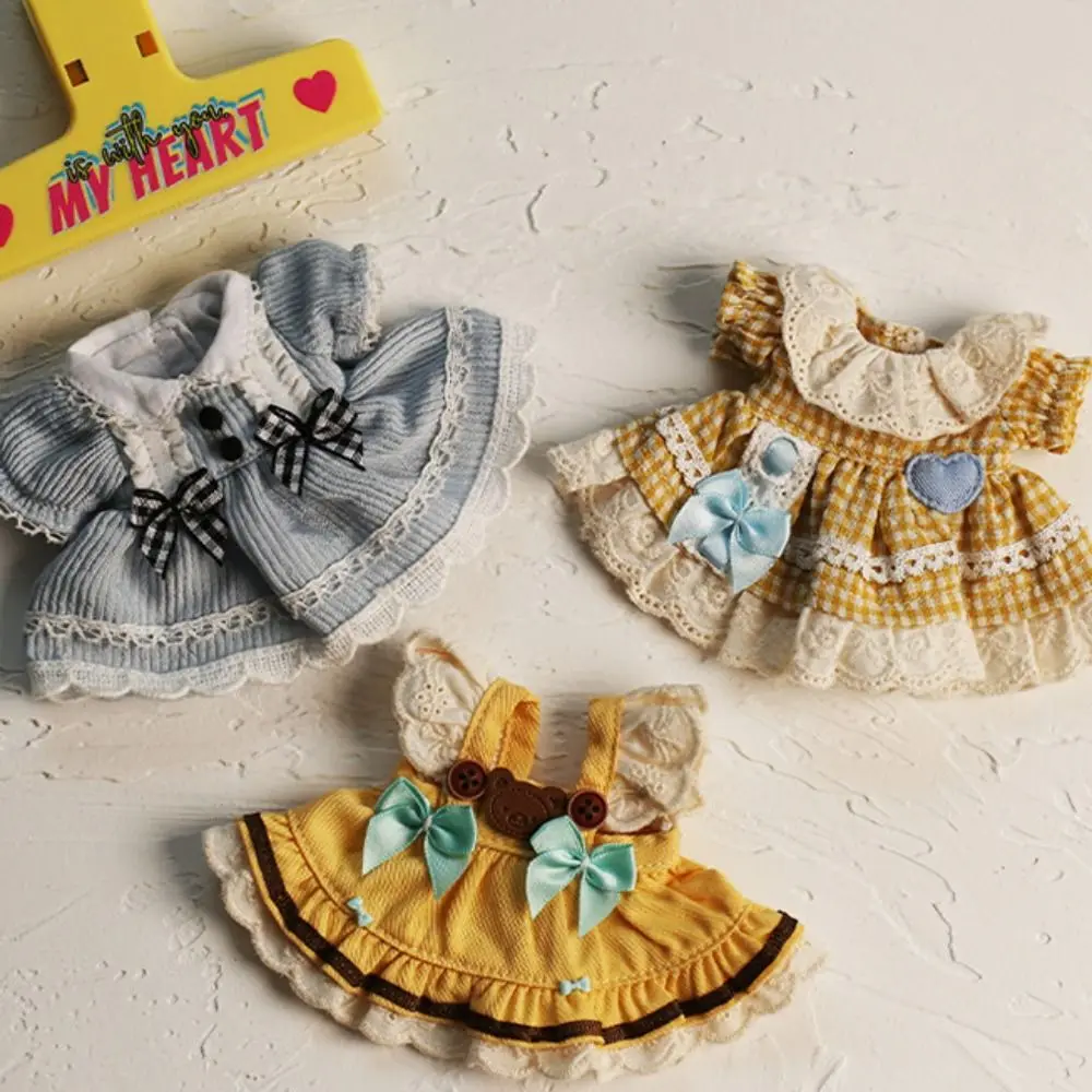 Cotton Doll Clothes Undershirt Princess Dress Solid Color 12cm Doll Clothes Fashion Style Bow No Attributes Doll Clothes