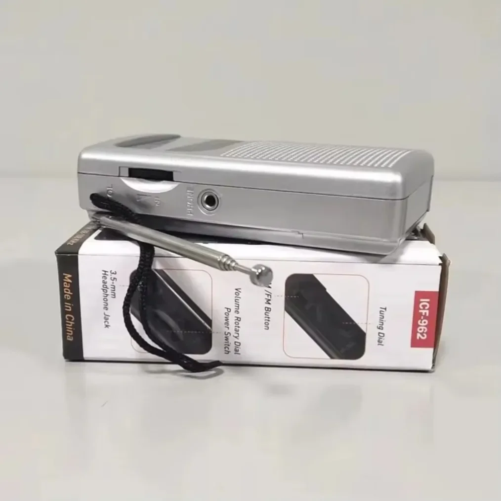 ICF-962 AM FM Portable Pocket  Radios 3.5mm AUX Mini Walkman 2 x AA Battery Outdoor Stereo Radio for Walking Hiking Camping