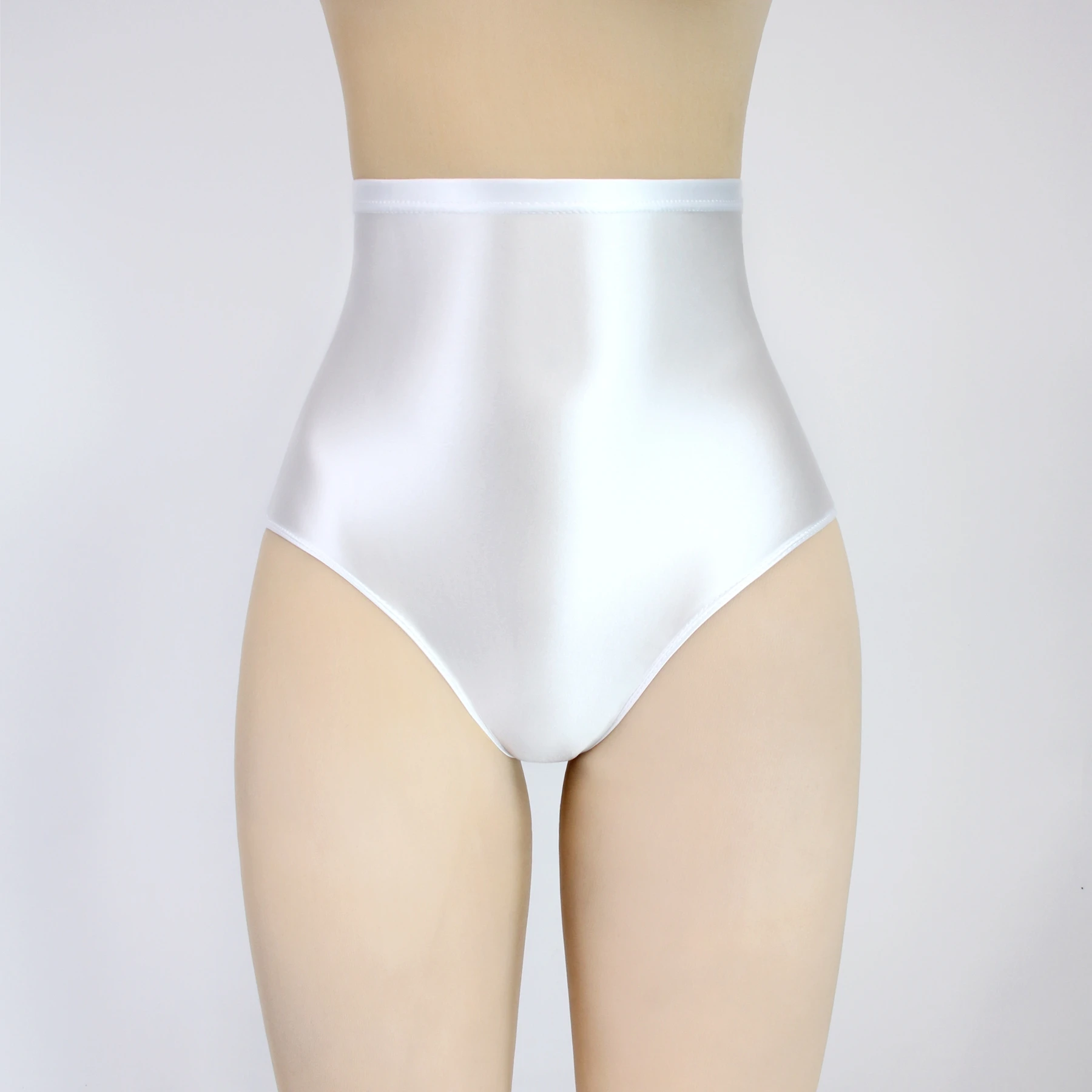 Masked staffs glossy briefs pants with buttocks sexy Silky solid bikini super High waist tights underpants Oily briefs