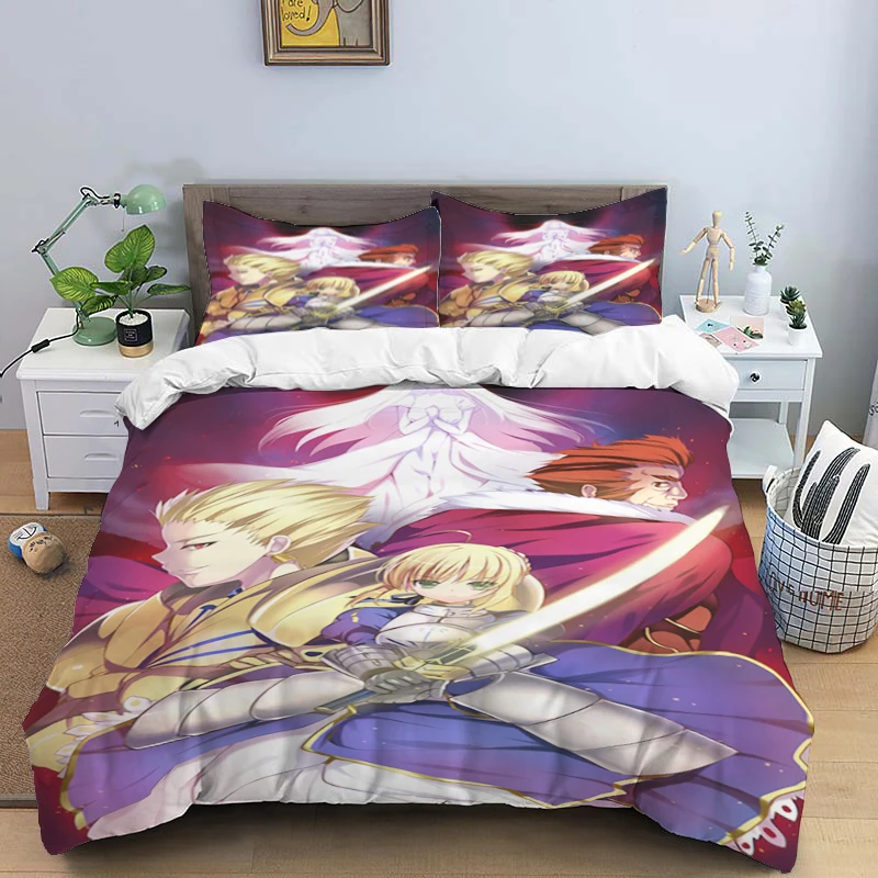 

Fate/stay Night HD Print Three Piece Bedding Set Fashion Article Children or Adults for Beds Quilt Covers Pillowcases Gift