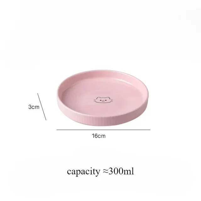 Ceramic Tableware for Cats Plates Feeders Cartoon Puppy Pet Food Bowl Shallow Mouth 6