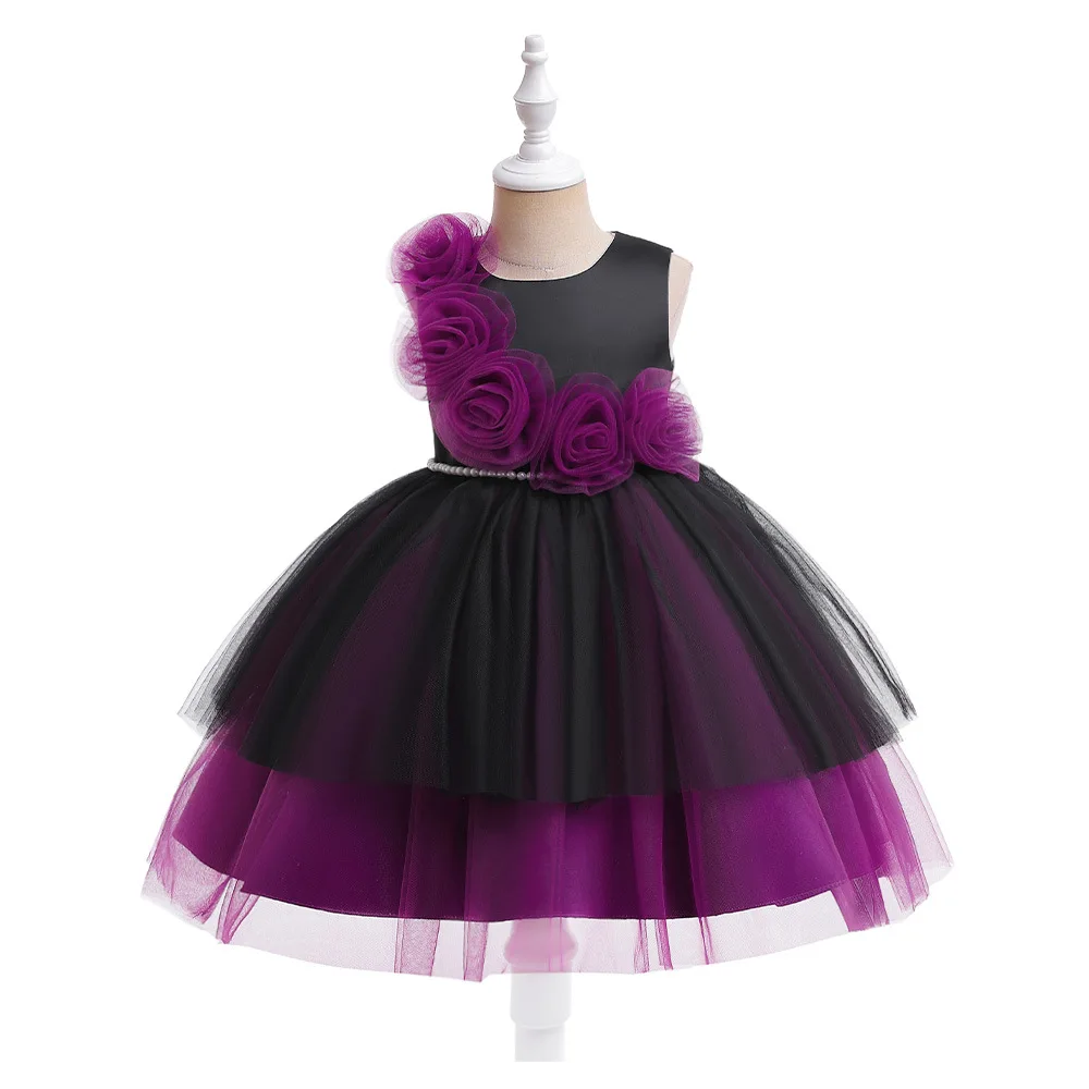 

Halloween Children Clothing 2023 Girls Princess Dress Fashion Flowers Mesh Kids Birthday Party Dress Sleeveless Baby Girls Clthe