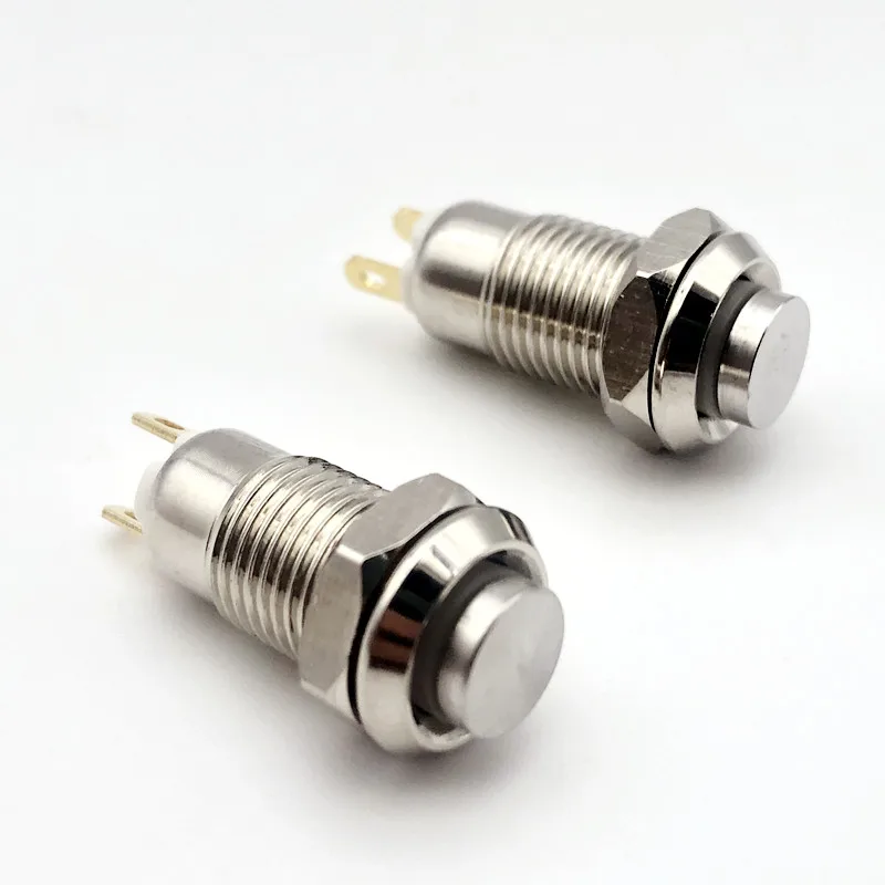 1 PCS,8mm Panel Hole,Metal Push Button Switch,Mini Round,Momentary / Locking,High Head 2 Pin,Electrical Equipment,1NO,3A 250VAC