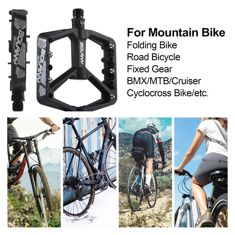 Pedali Per Bici In Alluminio Antiscivolo – 9/16", 20 Punte Per Lato, Ricambio Per MTB, BMX, Strada, City Bike, Peso 408g, Nero