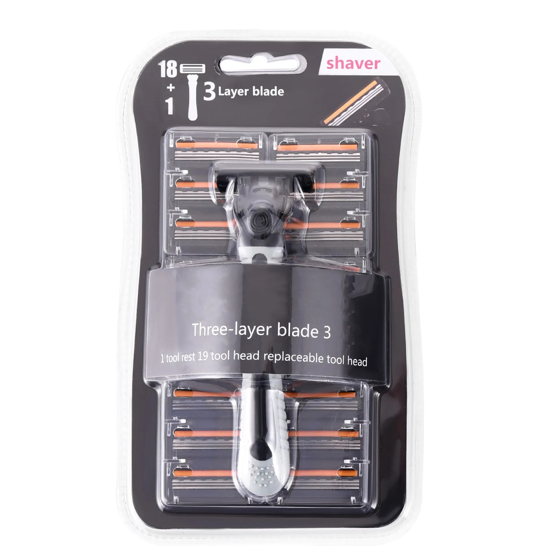Men's Professional Reusable Safety Shaver with Three-Layer Blade