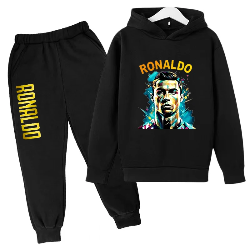 

2024 Kids New Clothes Spring/Autumn Gifts Celebrity Idol CR7 Hoodie+Pants 2P Sportswear 3-13Y Boys/Girls Casual Jogging Coat Set