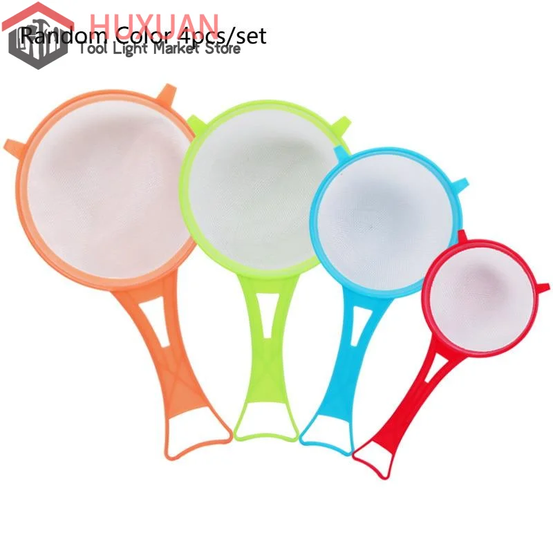 Set di 4 filtri a rete multiuso con manico: perfetti per tè, succhi, farina, latte di soia, ecc. - Gadget da cucina, facili da filtrare