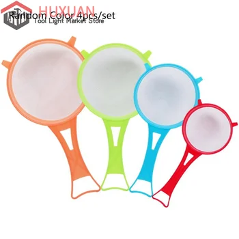 Set di 4 filtri a rete multiuso con manico: perfetti per tè, succhi, farina, latte di soia, ecc. - Gadget da cucina, facili da filtrare