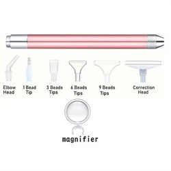 LED Illuminated Diamond Painting Pen Set with Magnifying Glass - 8-Piece Kit (Magnifiergoldset)