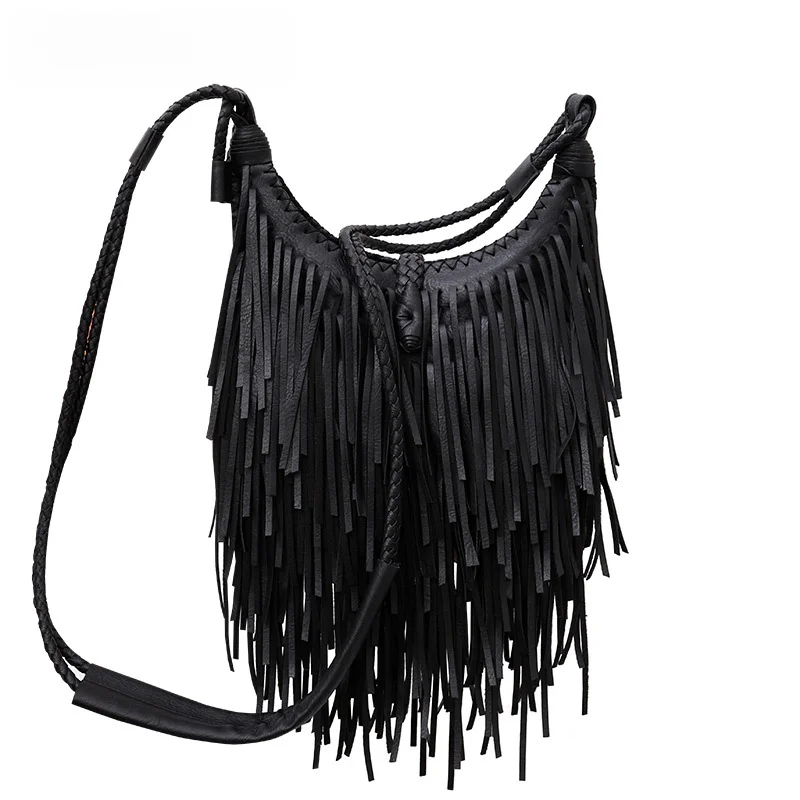 Borsa a tracolla piccola da donna alla moda, borsa a tracolla singola fatta a mano con nappe, borsa da donna, temperamento Ziyang_voghion.com
