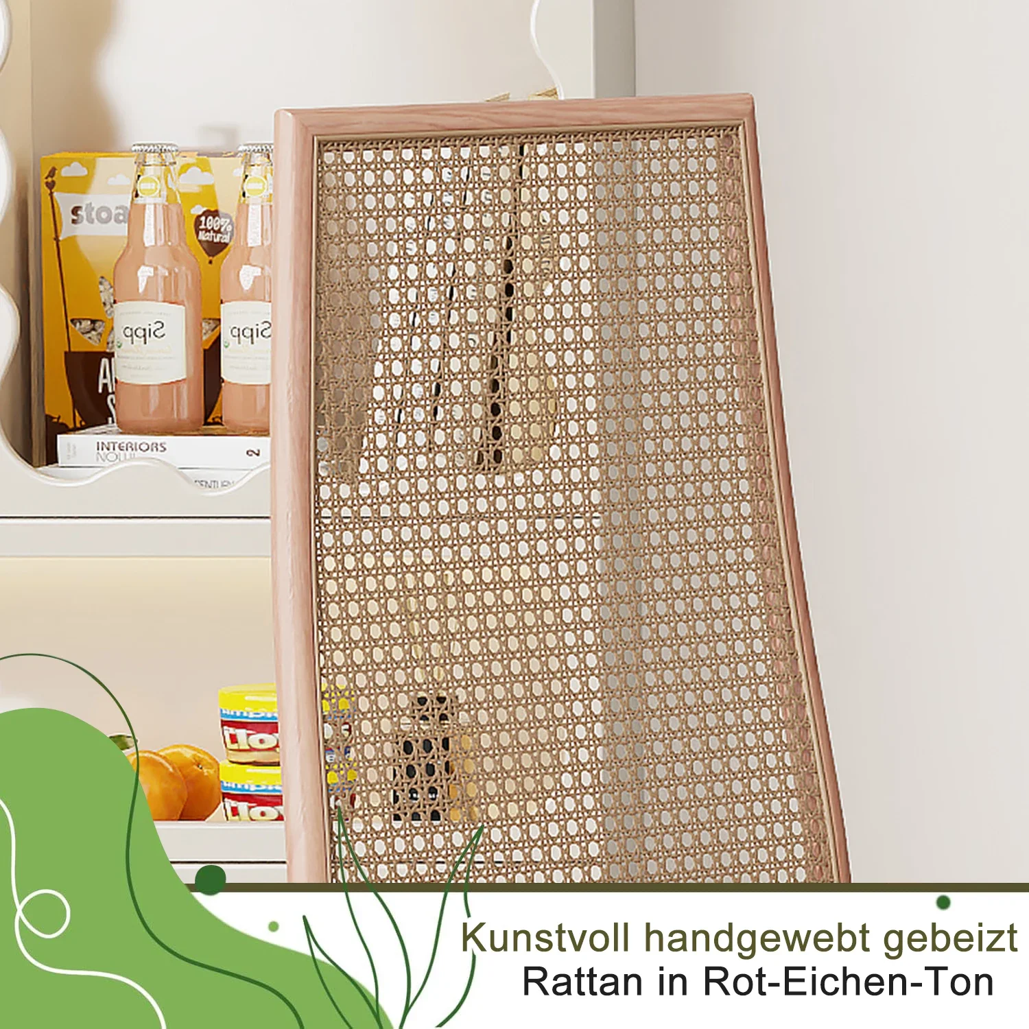 Comanlai PE Imitat-Rattan Esszimmerstühle, 2 Stück PU-Polsterstühle mit Metallbeinen, Esszimmermöbel – Detail 6