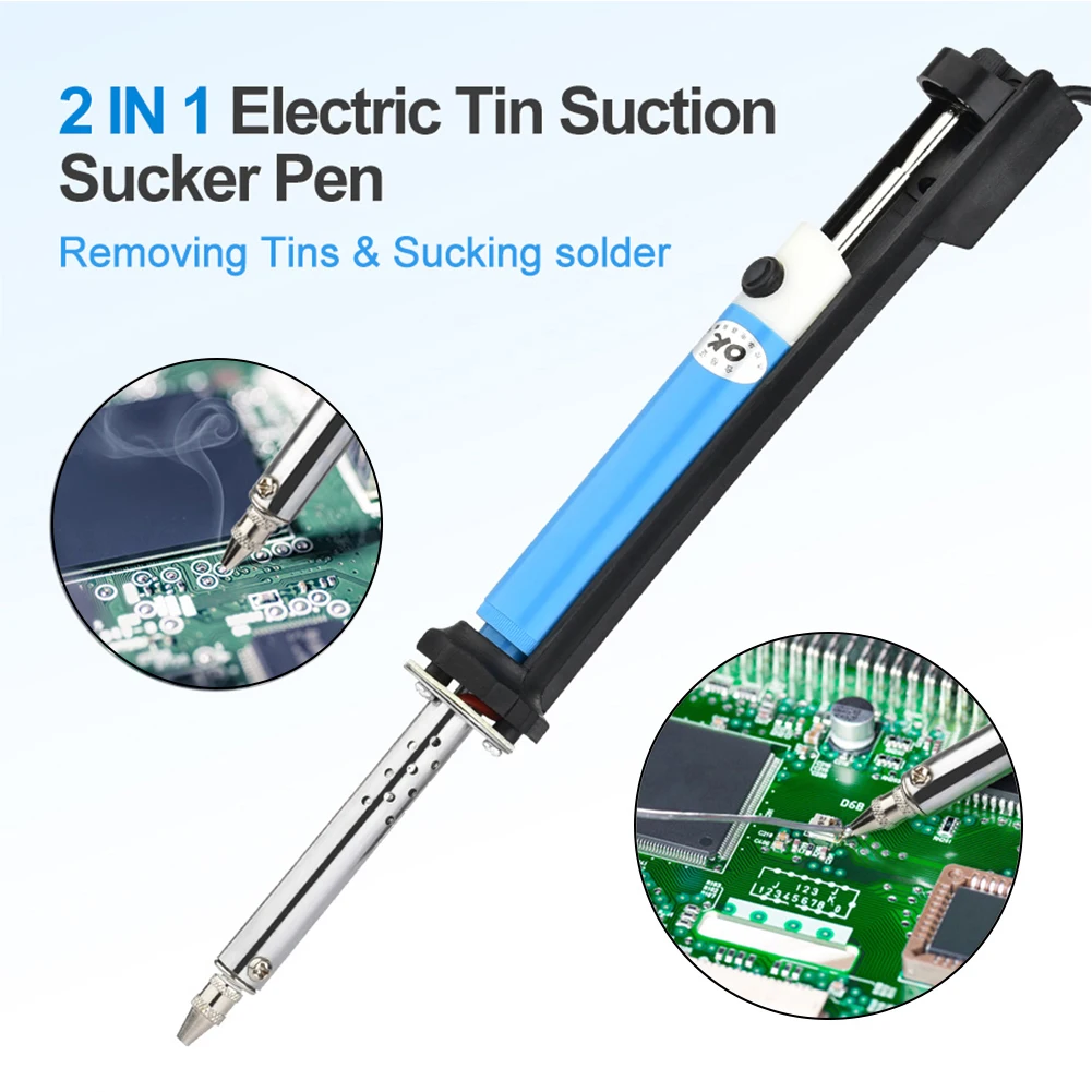 AC 220V 30W Handheld Electric Tin Suction Sucker Pen US EU Plug Solder Suction Desoldering Machine Vacuum Pump Welding Tools