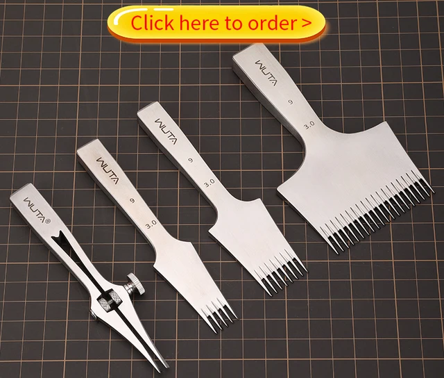 WUTA French Style Pricking Iron - 2.7mm, 8 Teeth, Obverse Direction, DC53 Die Steel Leather Tool