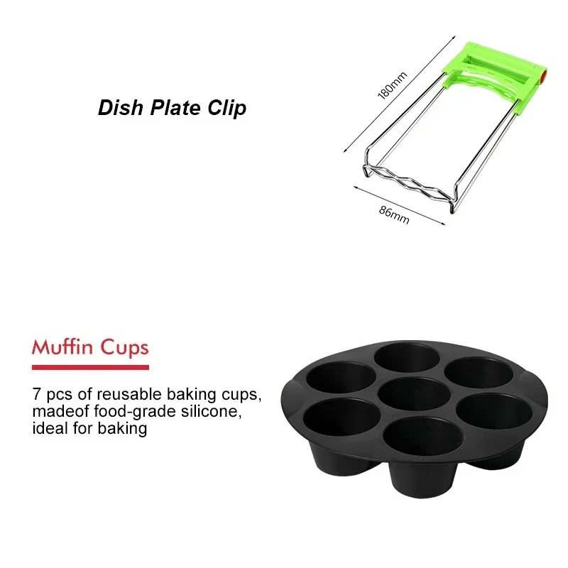 8pcs Air Fryer Accessories Set for Gowise, Phillips, Cozyna, Secura - Fit all Airfryer 3.7-5.8QT 2