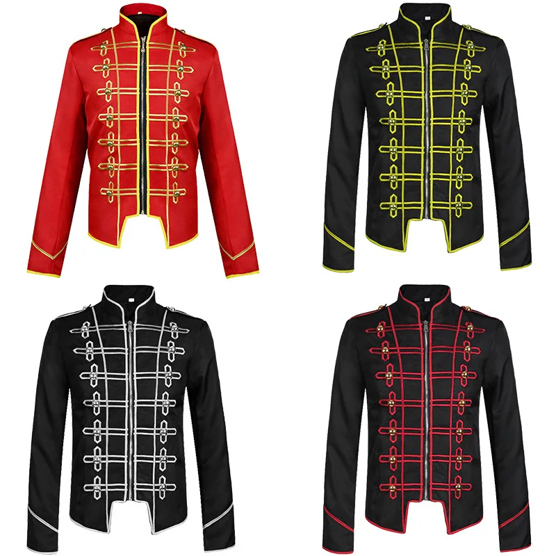 

Adult Men's Steampunk Military Drummer Gothic Jacket My Chemical Romance Parade Military Jacket Halloween Carnival Costume