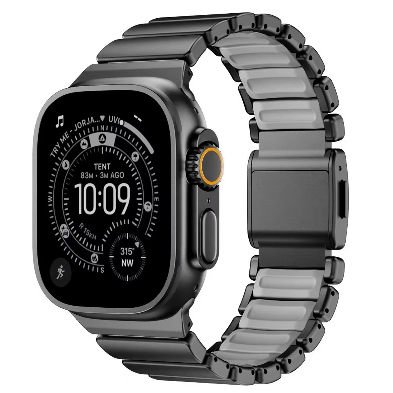 Elegant Titanium Magnetic Band with Silicone Strap