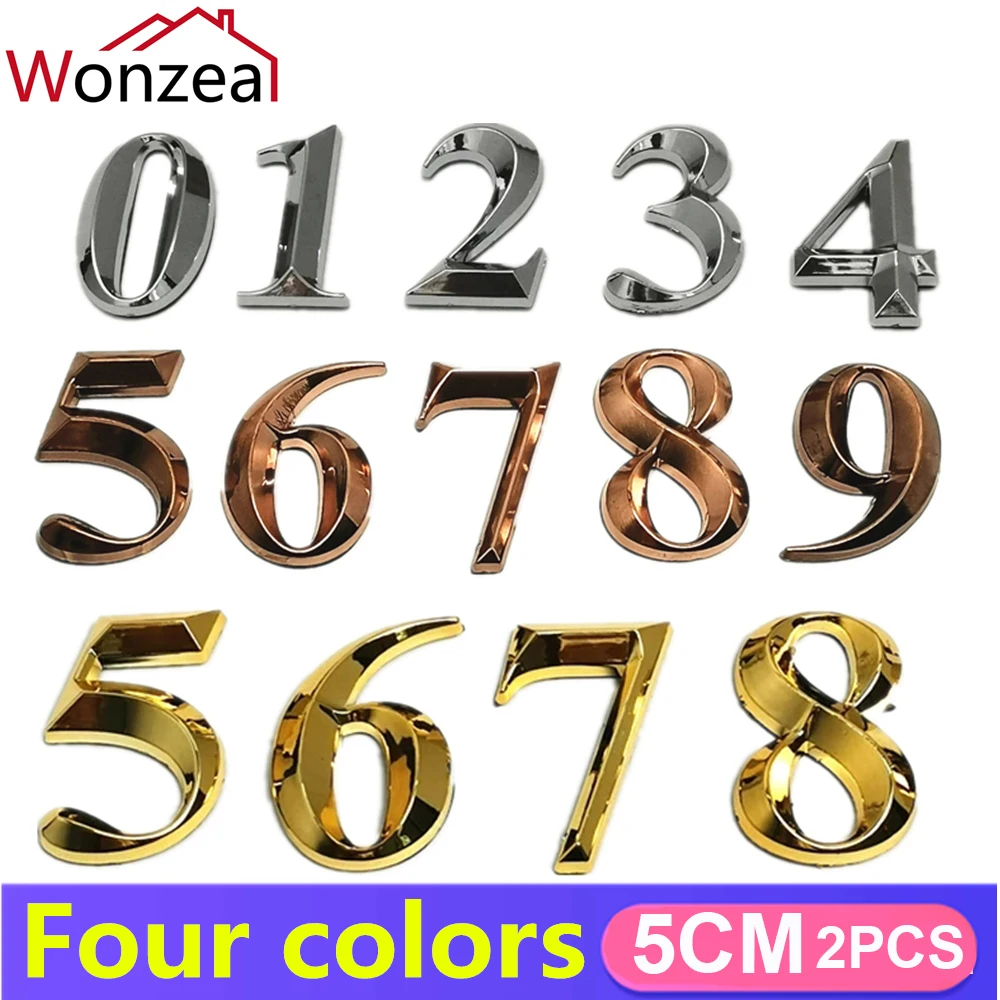 2Pcs Door Number 1 and 2 Room Plate Address Office Home House Hotel Sign 