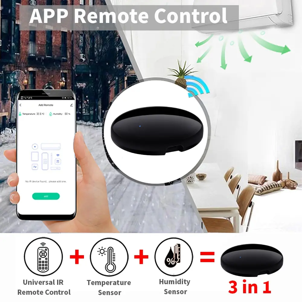 Smart IR Remote Control Tuya Smart IR Remote Control With Temperature Humidity Sensor For Air Conditioner TV DVD AC Works With Alexa Google Home