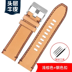 Vintage Cowhide Retro Brown Watch Strap - Men's Accessory 24mm/26mm/28mm - 26mm (Light brown s)