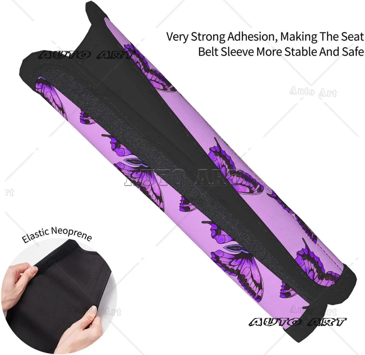 Purple Butterfly Seat Belt Cover Pads 2 Packs Shoulder Protectors Safety Pads Car Auto Accessories
