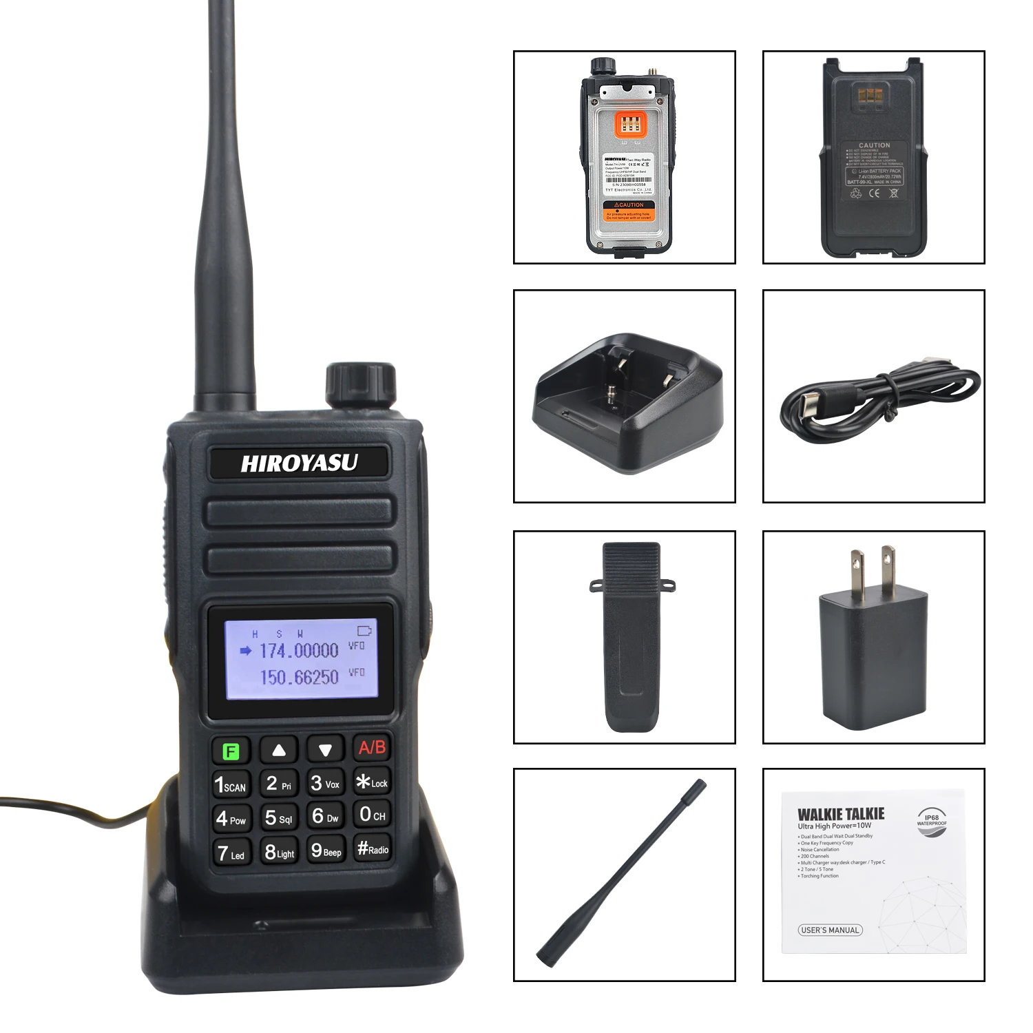 Hiroyasu Walkie Talkie TH-UV99 IP68 wodoodporna 10W 200Ch VHF UHF dwuzakresowy Scrambler Vox Wireless Frequency Copy FM Ham Radio