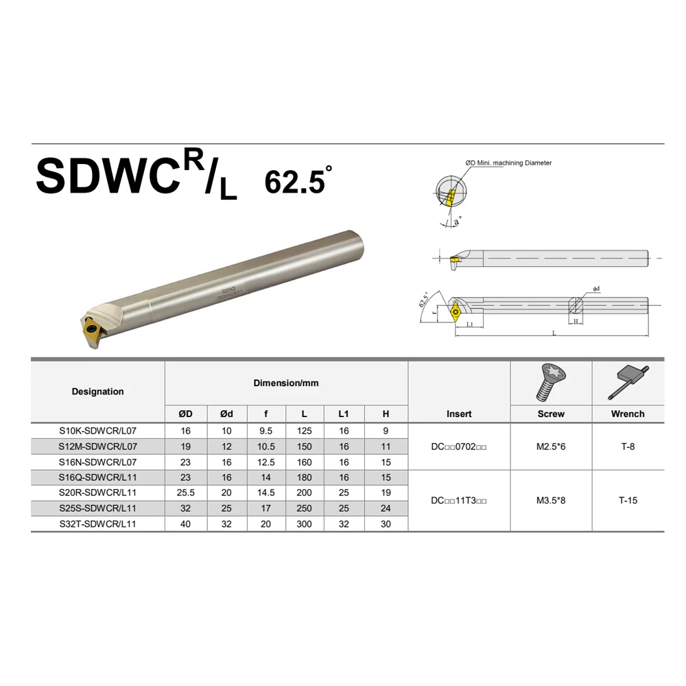 S10K S12M S16Q S20R S25S S32T SDWCR07 SDWCR11 내경 선삭 공구 SDWCR SDWCL CNC 선반 공구 DCMT 내부 보링 바 홀더