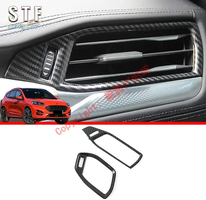 

Carbon Fiber Style Interior Air-Condition Vent Outlet Cover Trim For Ford Kuga Escape 2020 2021 Car Accessories Stickers W4