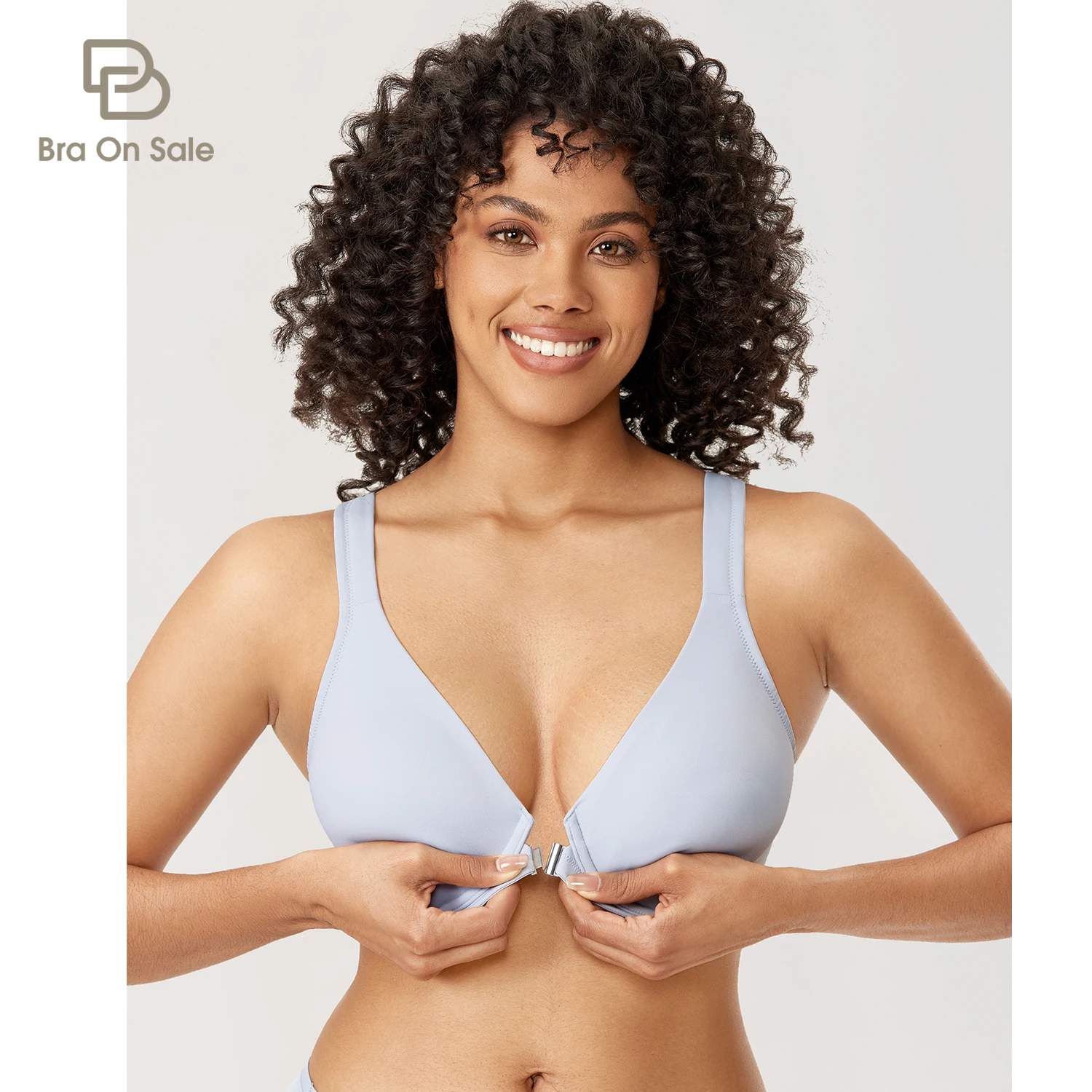 Women's Front Closure Racerback Seamless Underwire Unlined Plunge Full Coverage Bra Bras