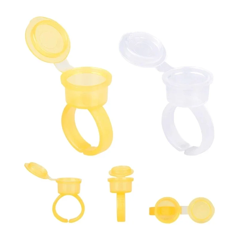 50pcs Tattoo Ink Pigment Ring Cups With Lid Cover Cap Eyelash Extension Glue Holder Permanent Makeup Microblading Tattoo Tool