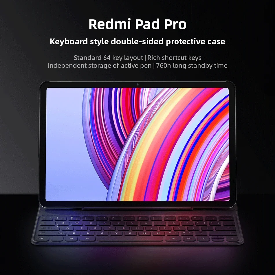 Redmi Pad Pro 12.1" Tablet Keyboard Case Bluetooth 64-key 760H Ultra Long Standby Time Protective Case