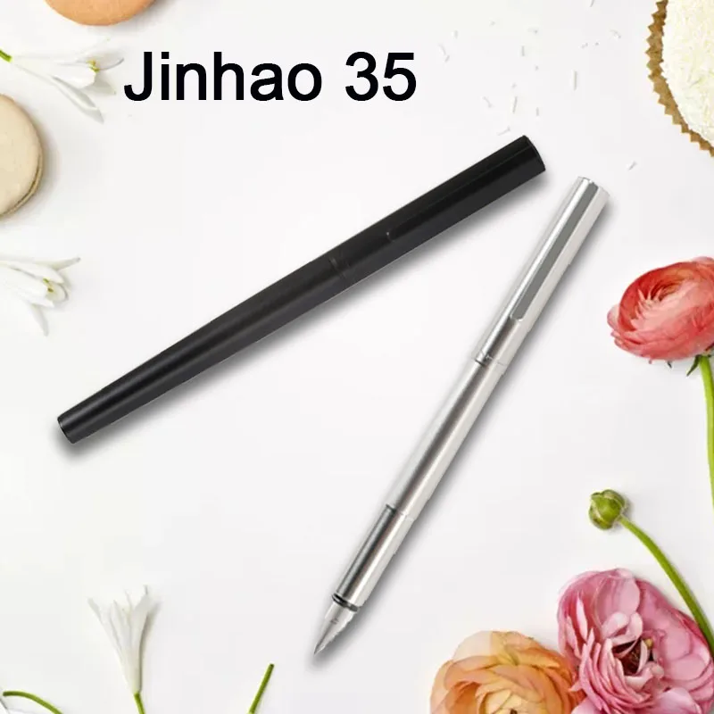 Jinhao 35 Metal Fountain Pen EF 0.38mm Nib Converter Office Writing school business Gift pens high quality jinhao 51a fountain pen transparent 0 38mm extra fine nib ink pens school