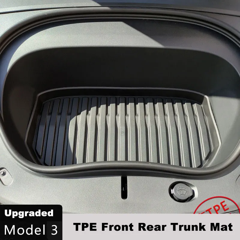 

For Tesla Model 3 Highland 2024 Front and Back Trunk Mat TPE Carpet Waterproof Weather-resistant Pads Up and Down Layer Mats