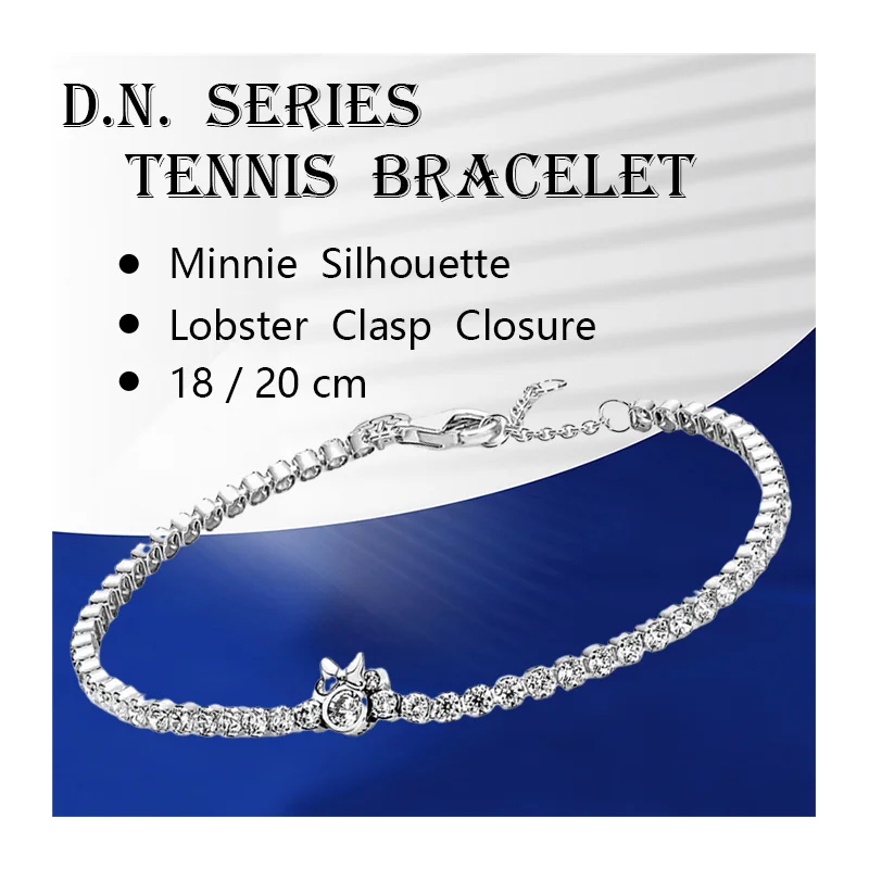 

Silver 925 Original Wrist Strand Bracelets For Women Fine Jewelry Classic Mouse 3 Jump Rings Lobster Clasp Closure Zircon Stones